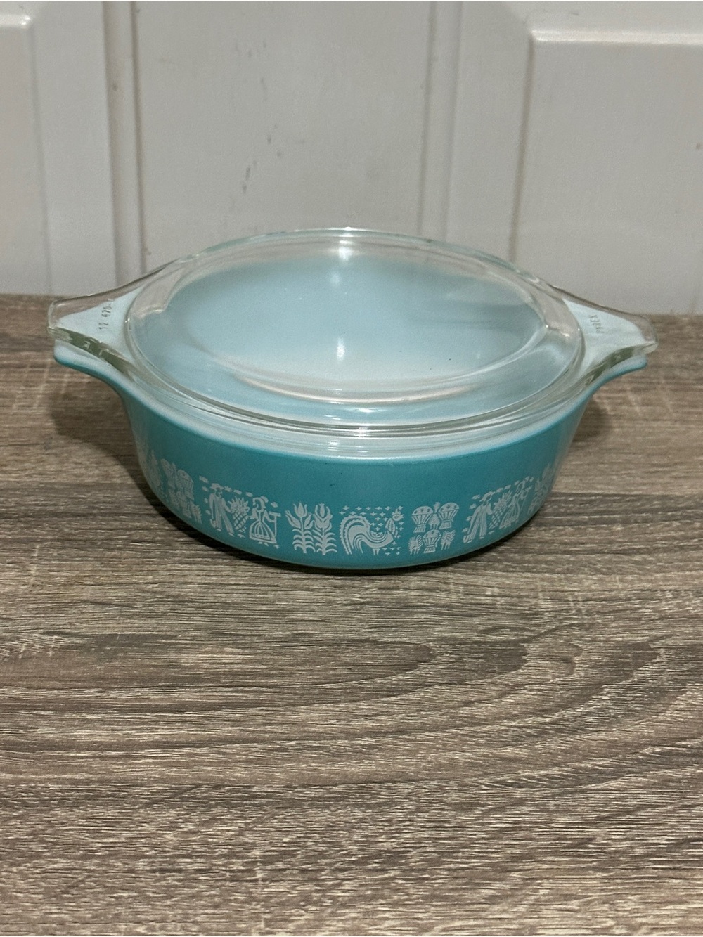 Pyrex Amish Butterprint Turquoise Casserole Dish 471 1 PT with Lid Vintage 1950s